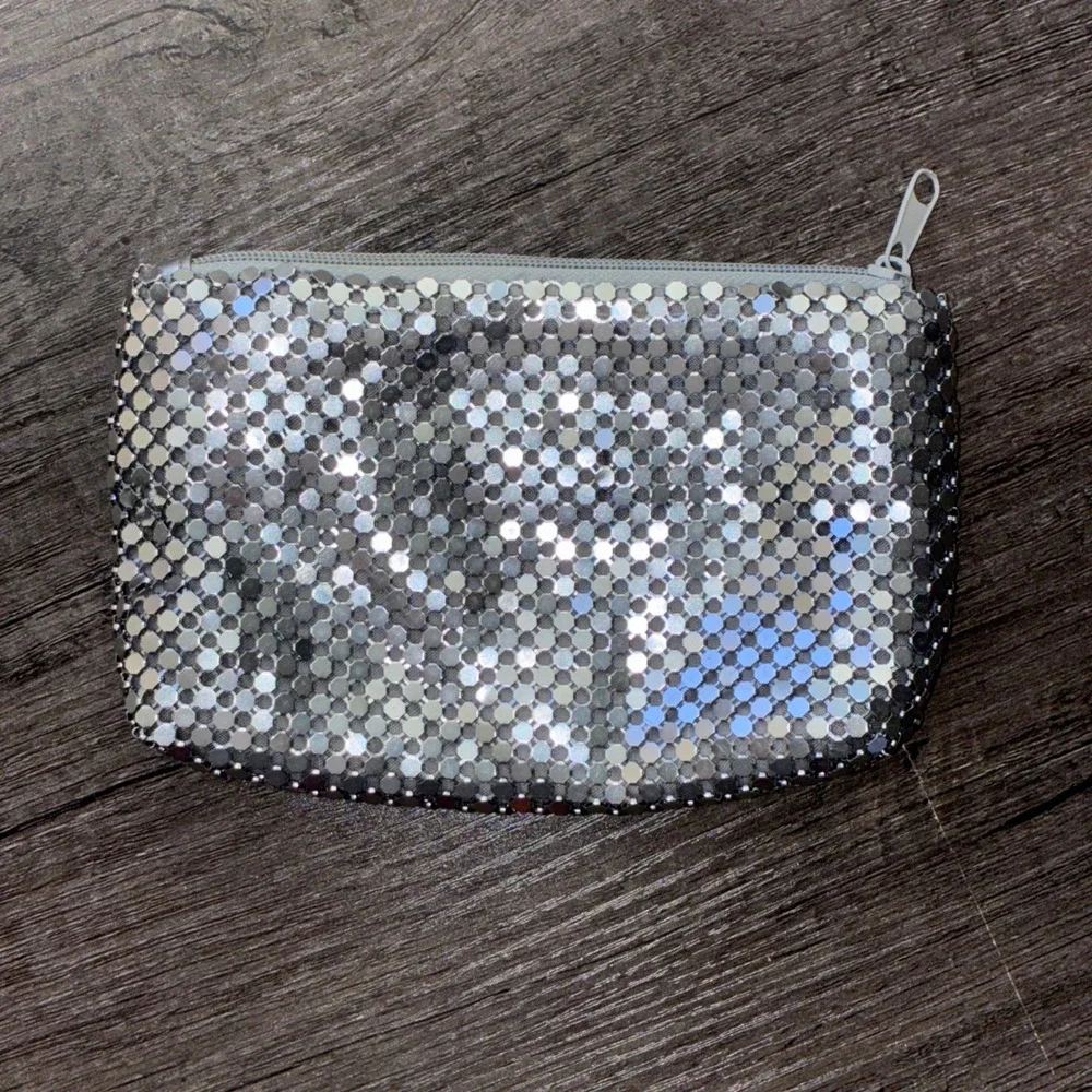 Charlotte Russe Silver Metal Mesh Zipper Pouch Y2K‎ Disco Glam Coin Purse Small